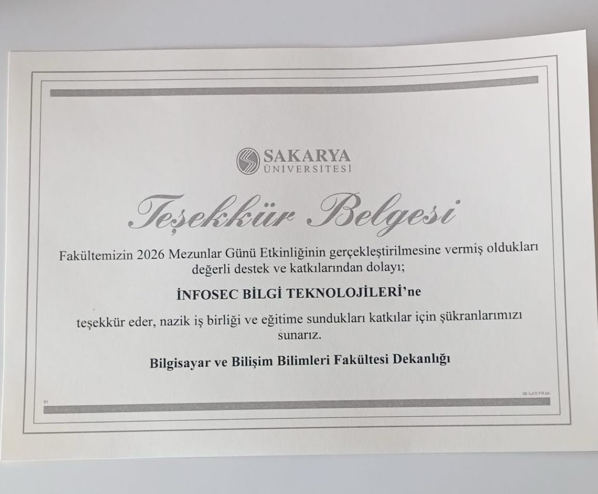 Sakarya Üniversitesi teşekkür belgesi